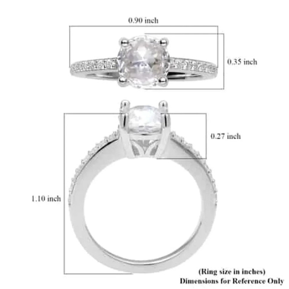 Genuine Moissanite Ring Platinum Over 925 Sterling Silver. - Picture 9 of 9